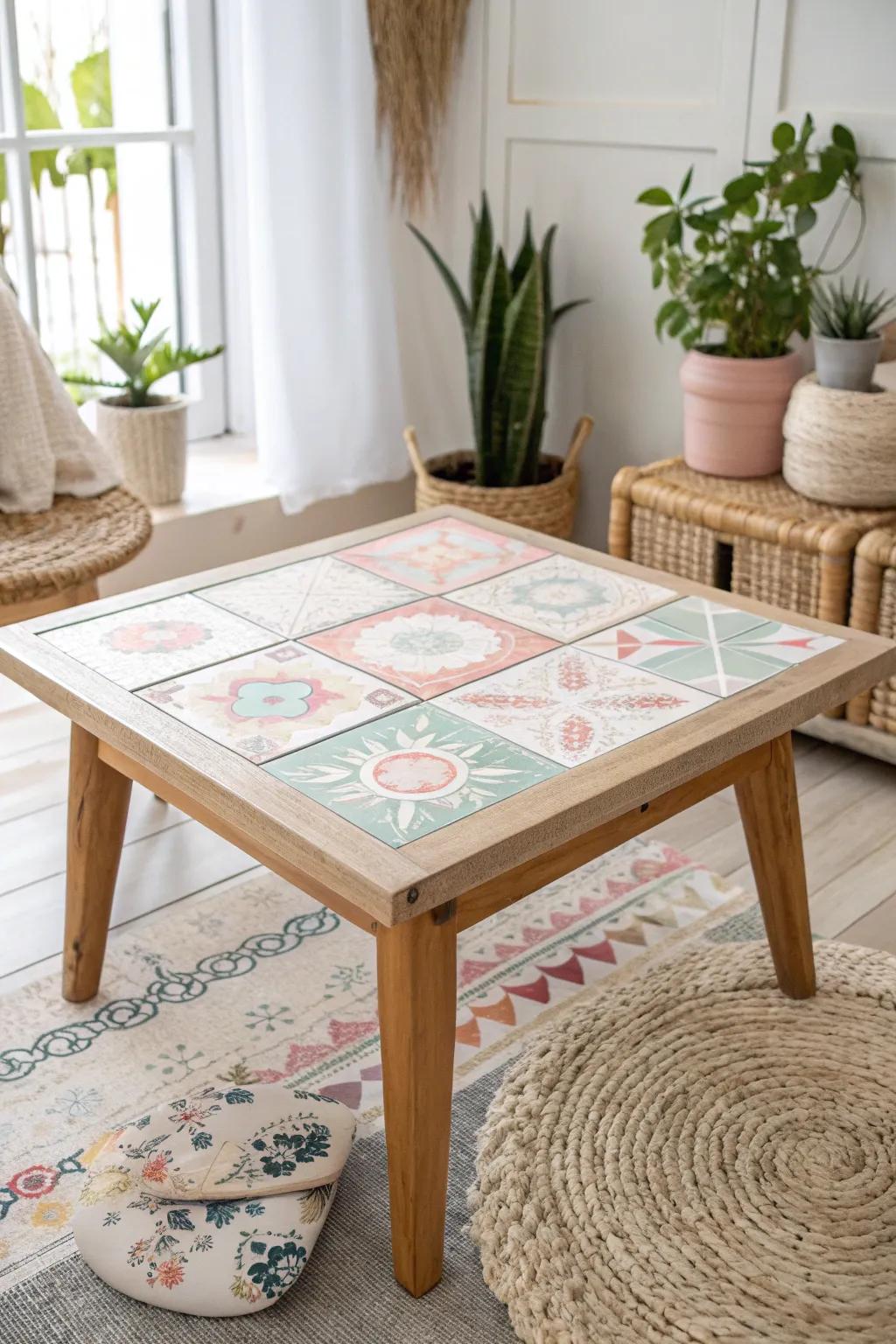 Elevate your space with playful tile patterns that blend Scandinavian minimalism with boho charm.