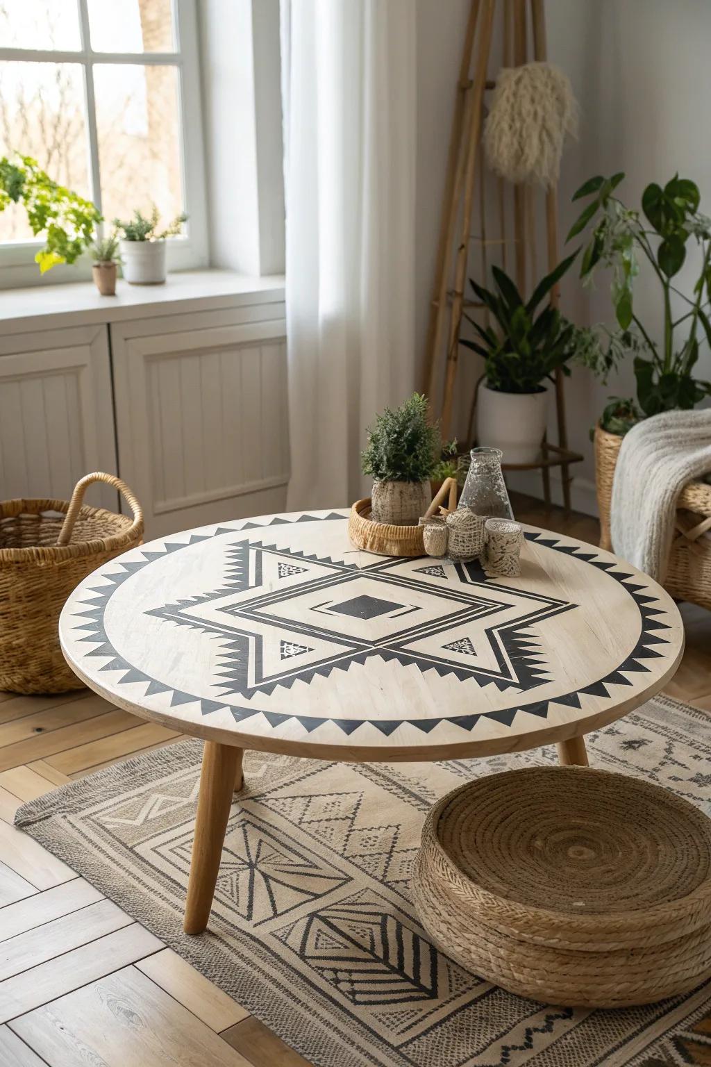 Elevate your space with modern geometric elegance. ✨ #EpoxyTable #ScandiBoho