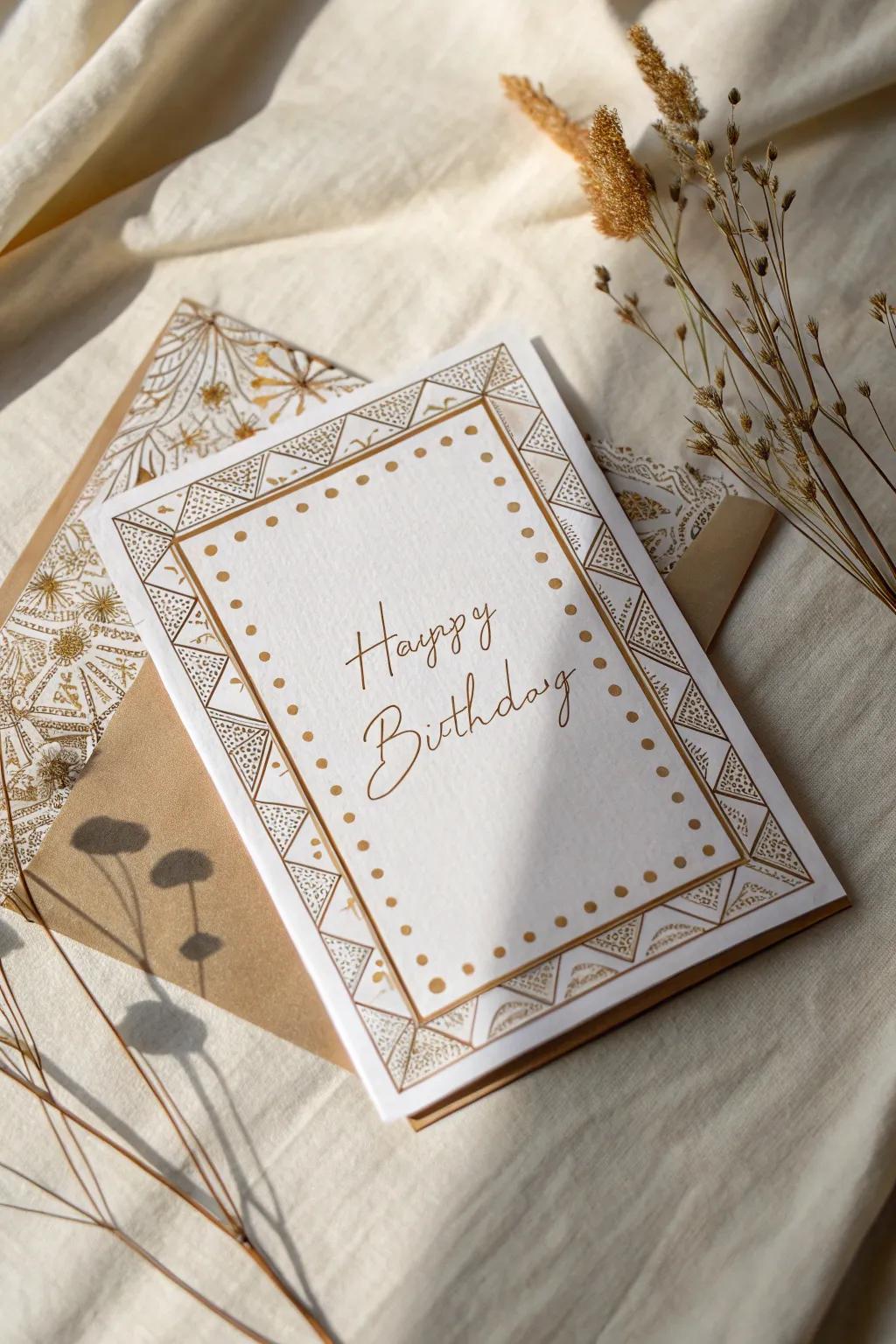 Elevate your birthday wishes with a touch of golden elegance using metallic washi tape.