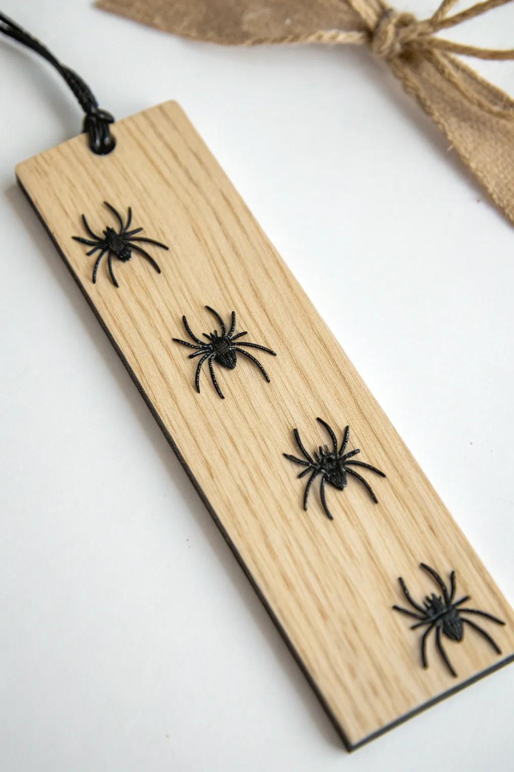 Embrace the spooky season with a minimalist twist—discover the allure of creepy-crawly elegance with our handcrafted spider bookmark.