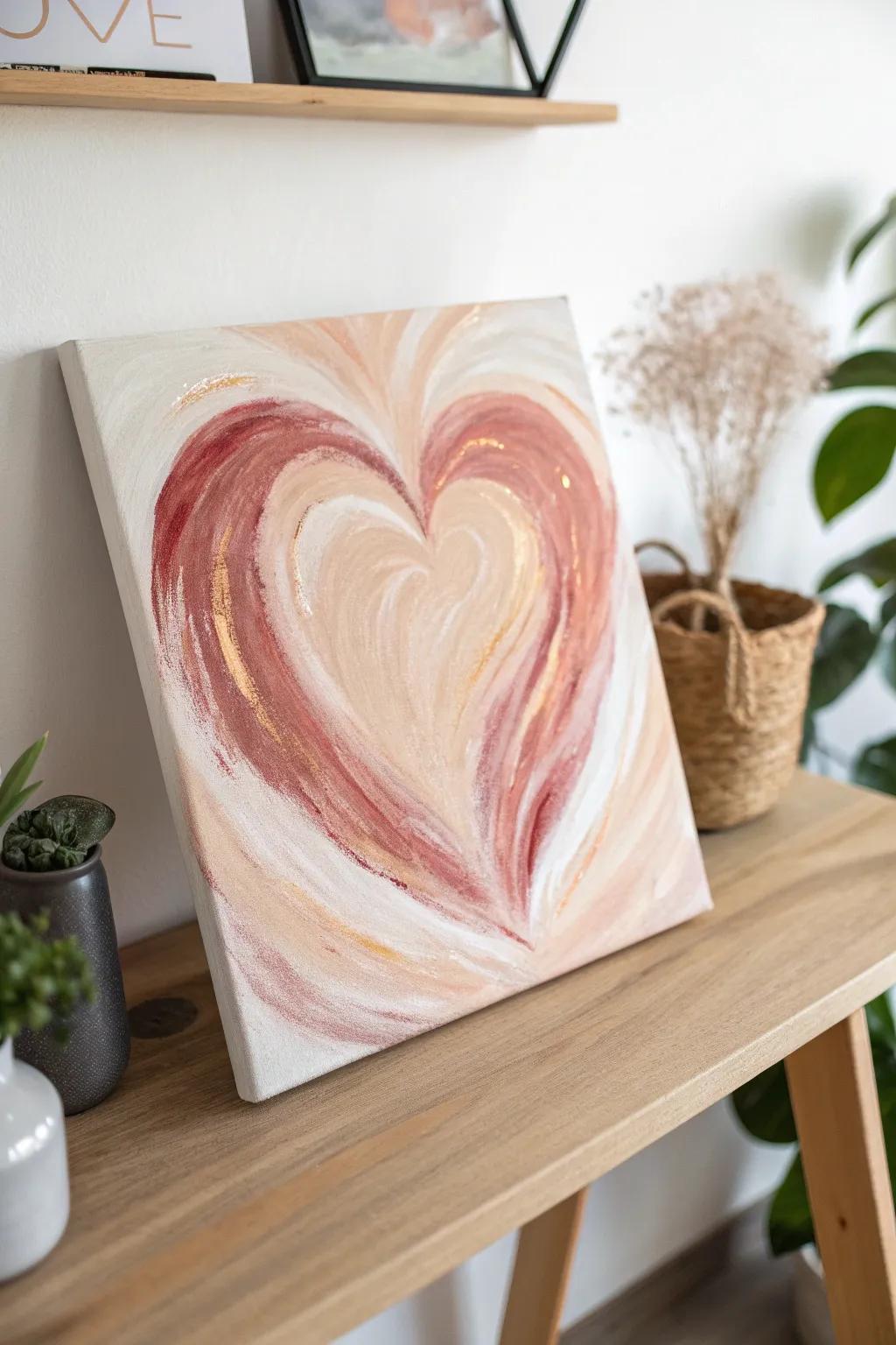 Feel the heartbeat of art with this dynamic, minimalist heart painting.