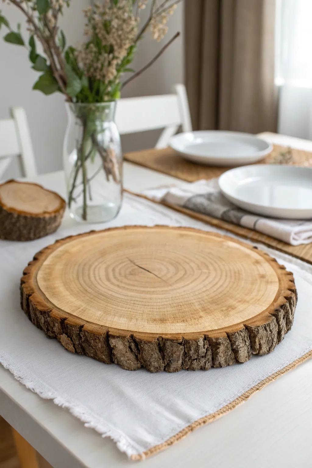 Elevate your dining experience with these handcrafted rustic wood placemats, where simplicity meets natural beauty.