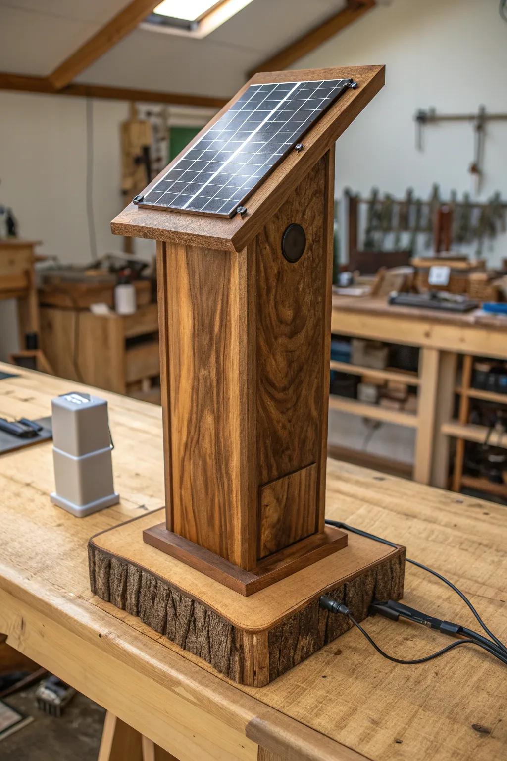 Harness the power of the sun with this beautifully crafted solar-powered wood splitter, where innovation meets tradition.