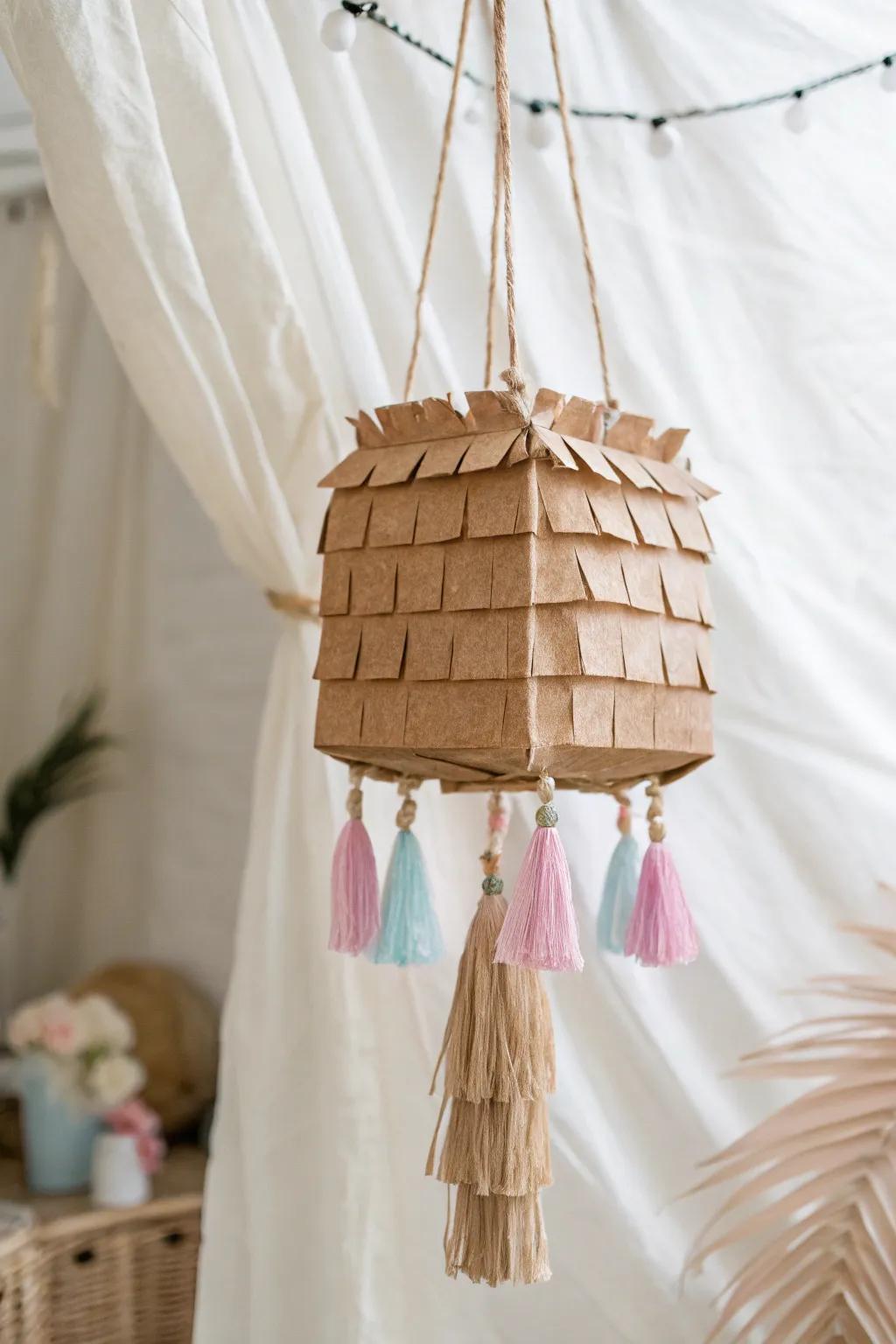 Capture the charm of handcrafted mini piñatas – a perfect blend of minimalist elegance and boho flair.
