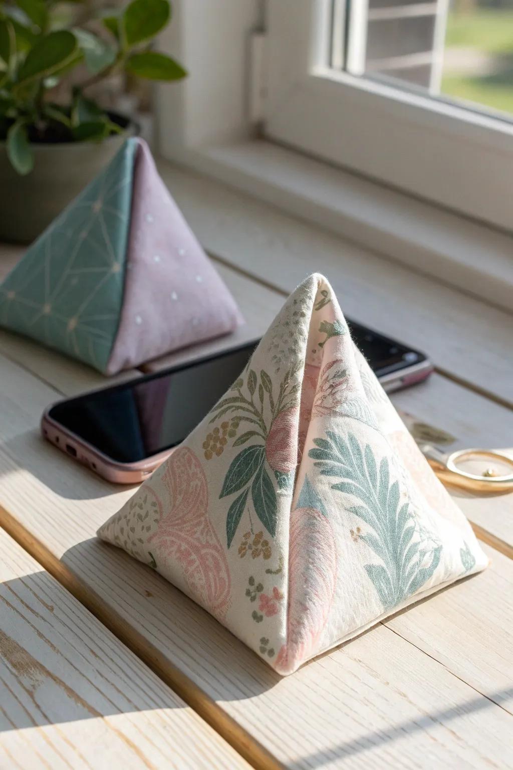 Elevate your phone stand game with this charming fabric fold design, perfect for those who adore minimalist elegance.