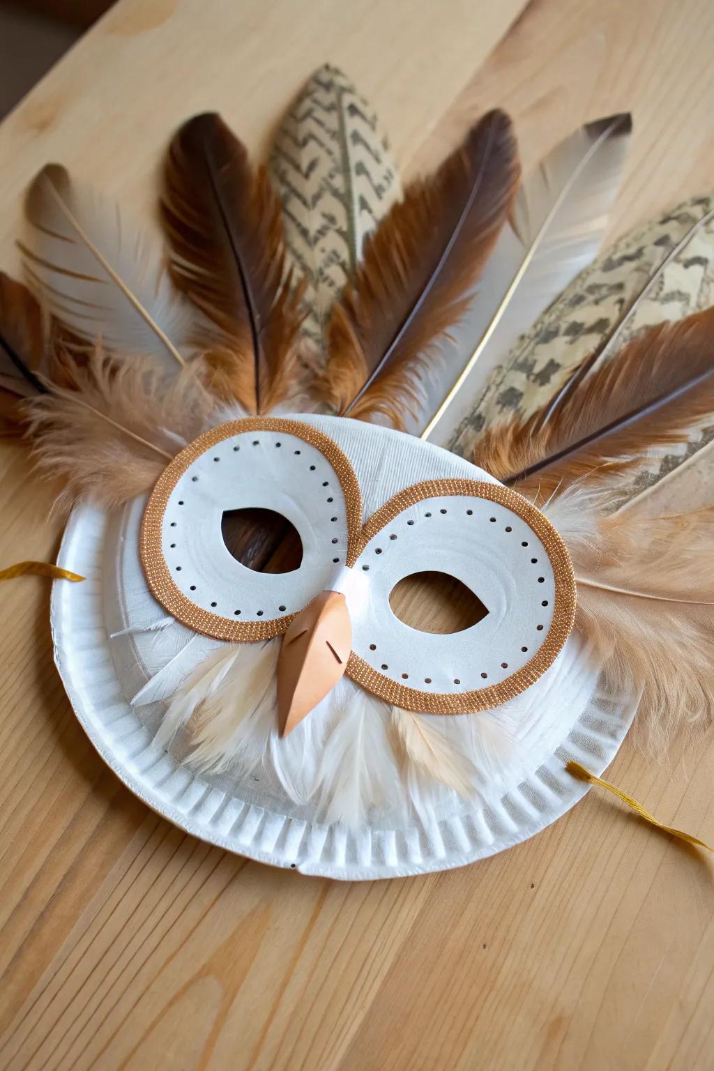Unleash your little one's creativity with these charming feathered owl masks!