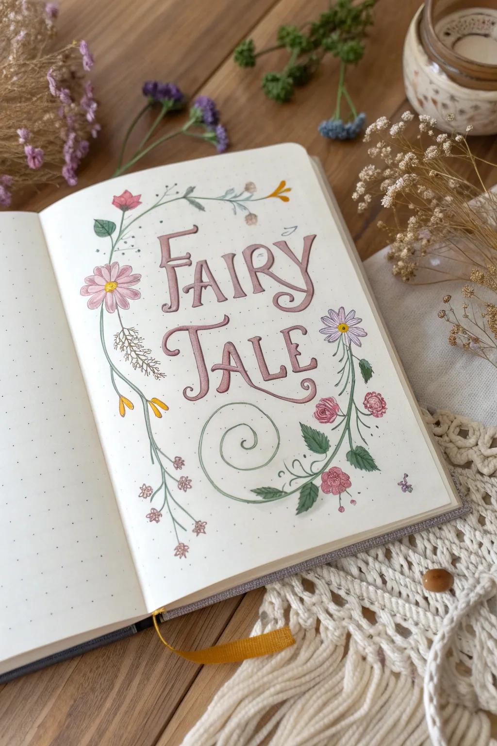 Let your dreams take shape with enchanting fairy tale lettering, perfect for adding a touch of magic to your bullet journal.