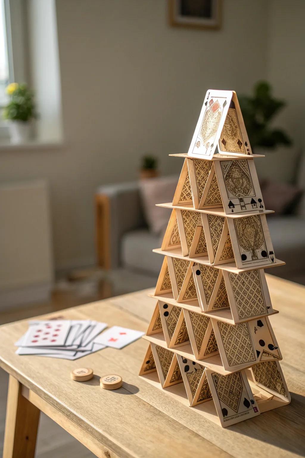 Reach new heights with your creativity and patience. 🌿✨ #CardTowerChallenge #MinimalistDesign