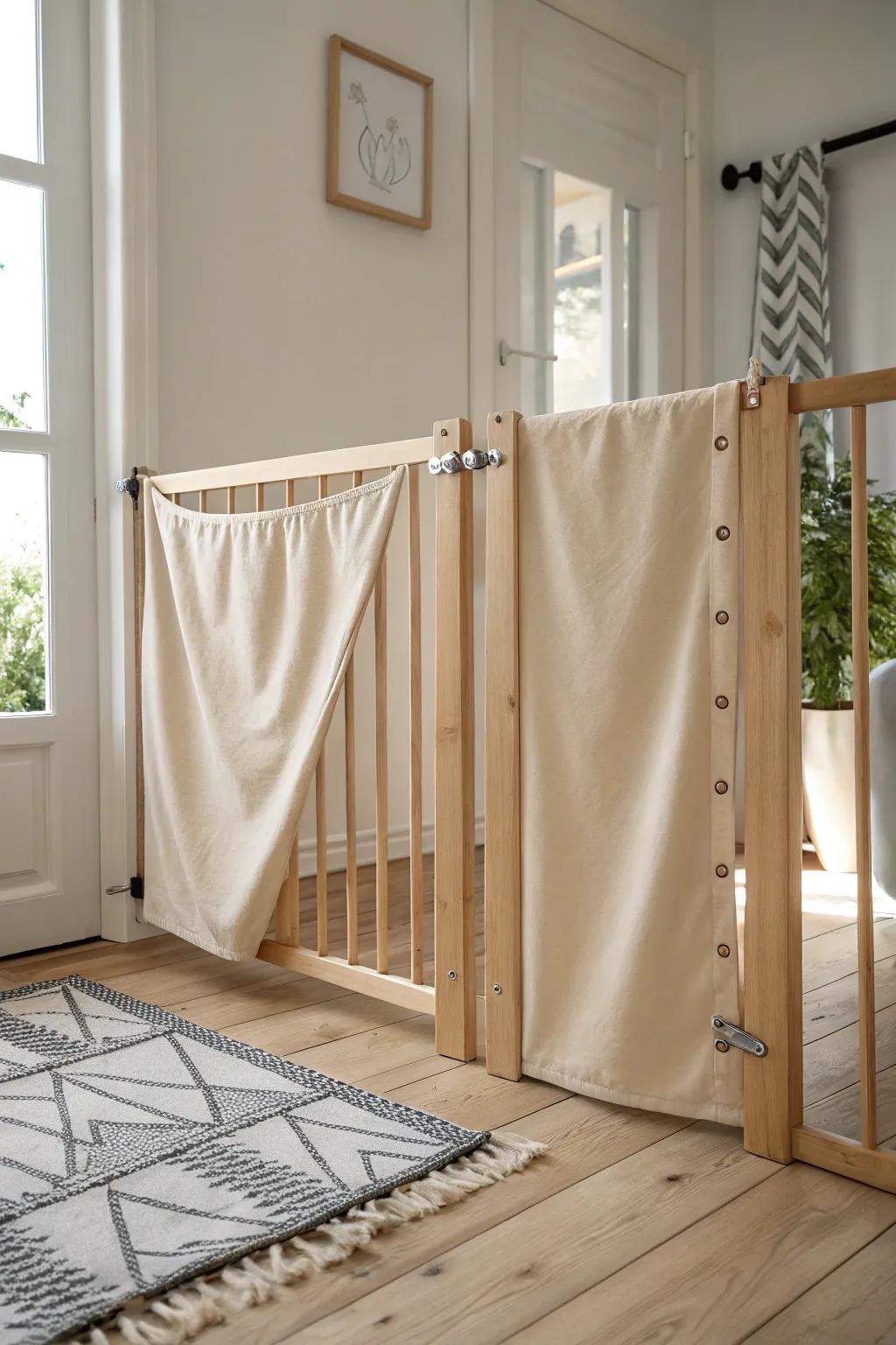 Transform your space with a chic and functional canvas baby gate—where simplicity meets style.