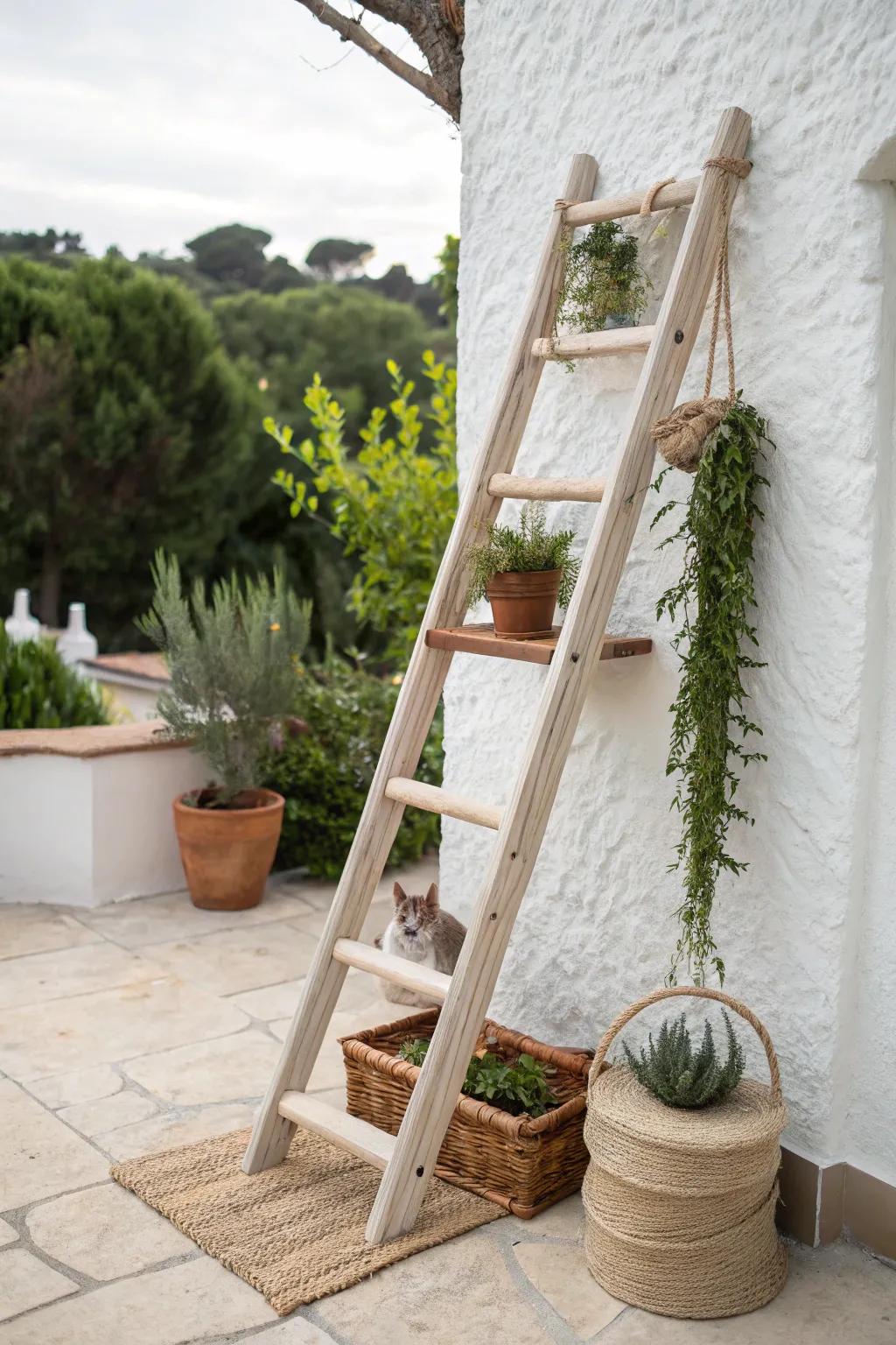 Elevate your cat's playtime with this chic DIY ladder climb! 🐾✨ #MinimalistPetDecor #BohoScandiStyle