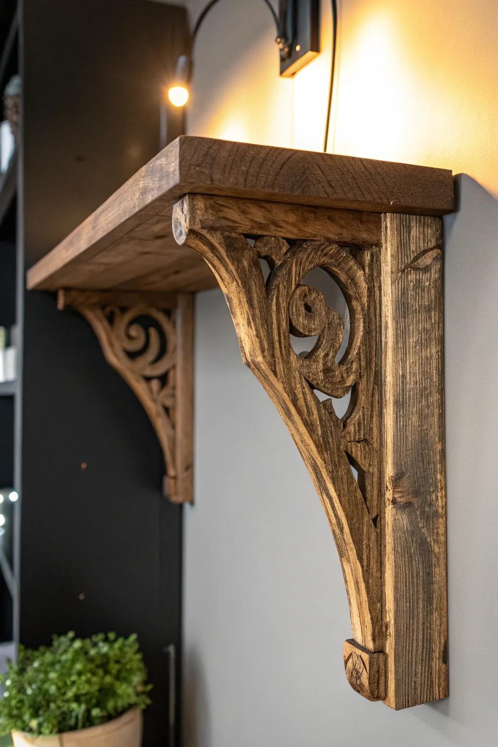 Add a touch of history and craftsmanship to your decor with reclaimed wood brackets.