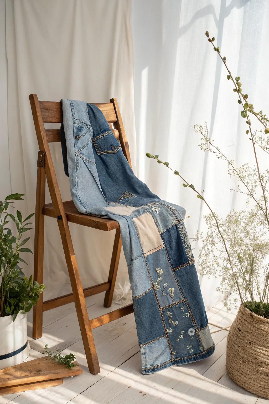 Embrace the art of Fabric Fusion with these avant-garde jeans, where diverse textures meet minimalist elegance.