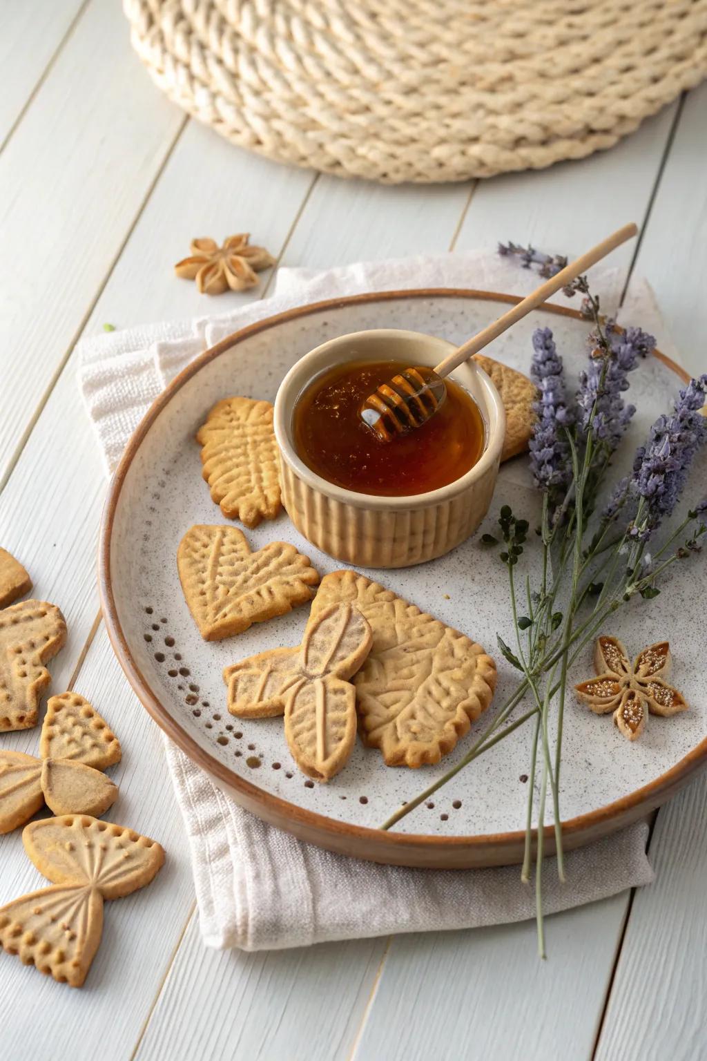 Savor the simplicity: Locust-shaped cookies with honey, a minimalist delight.