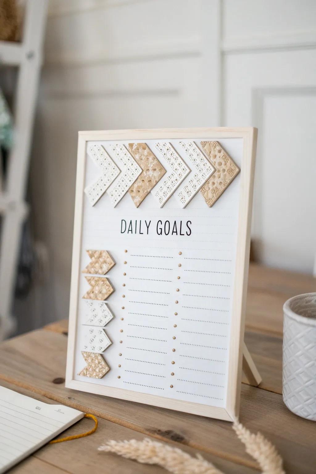 Elevate your daily routine with a chic, minimalist chore chart that guides your goals with handcrafted arrows.