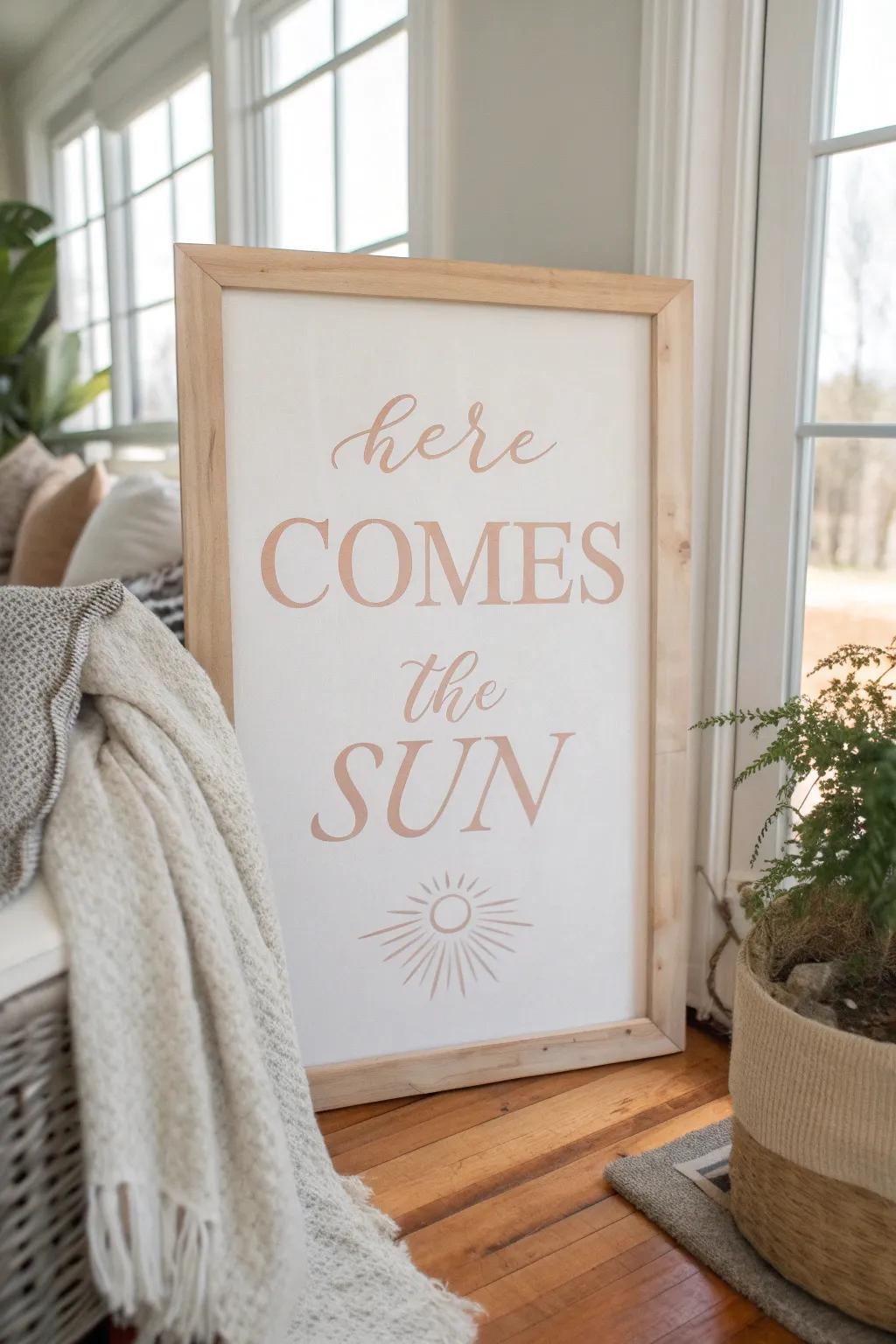 Bring sunshine indoors with this minimalist reverse canvas art, perfect for song lyric lovers and serene spaces.