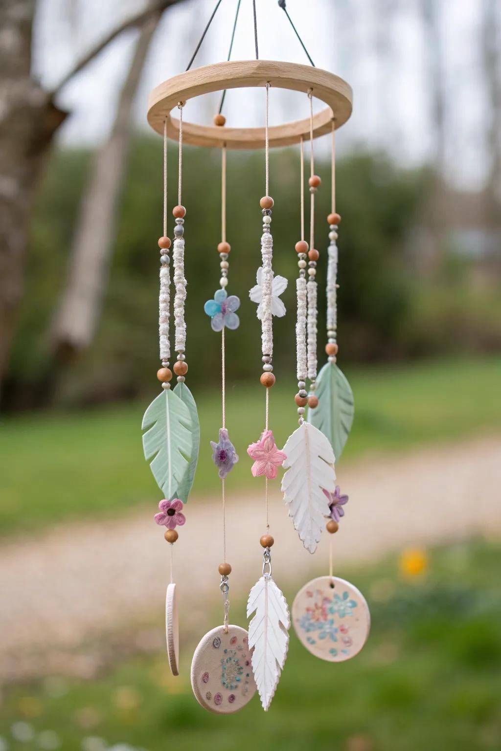 Embrace tranquility with this charming, handcrafted wind chime—where whimsy meets serene elegance.