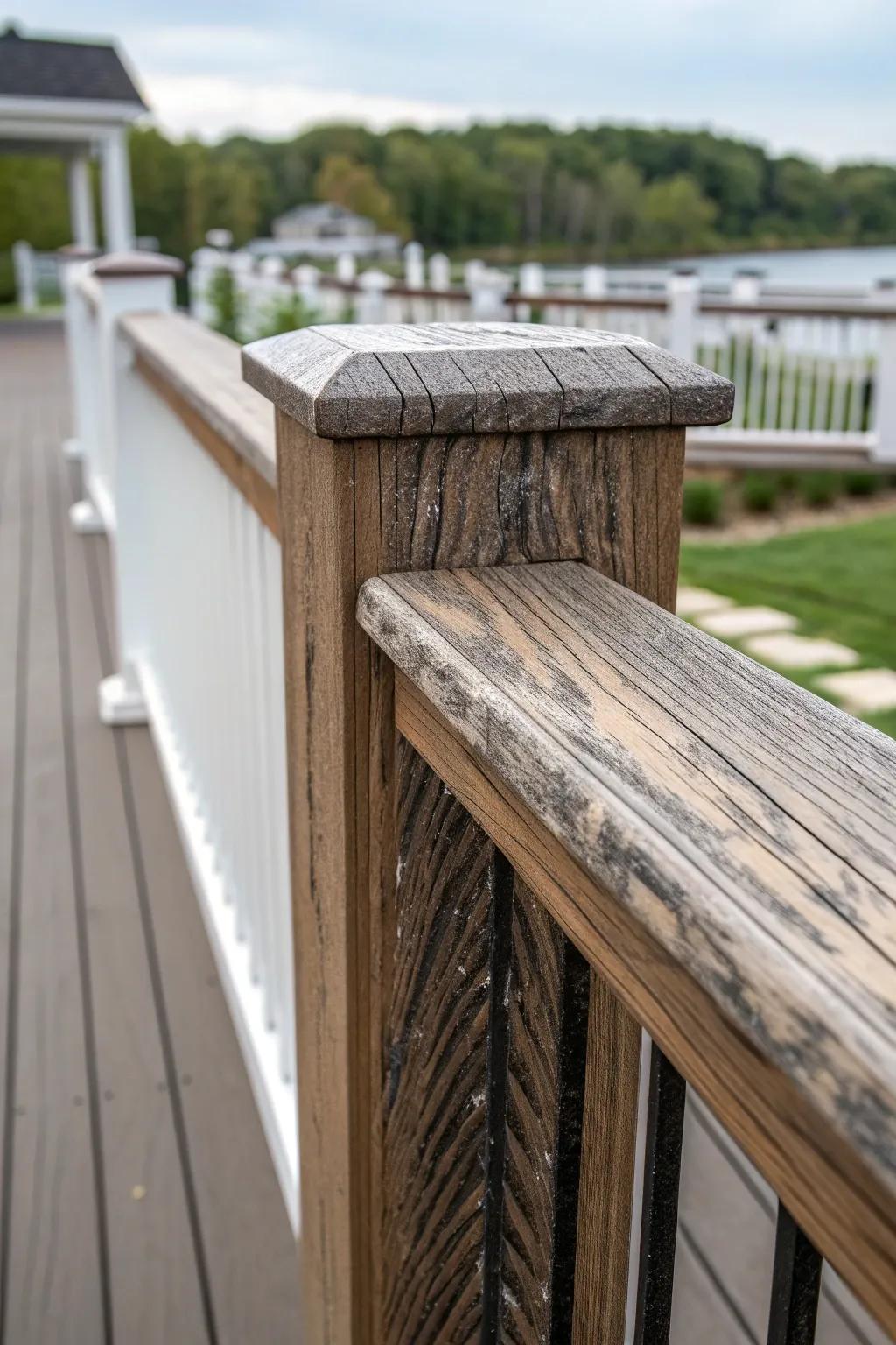 Rustic Elegance: Embrace the timeless charm of weathered wood with low-maintenance vinyl.