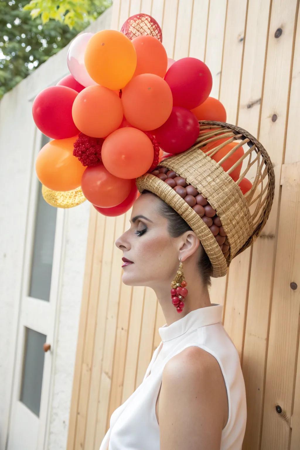 Step into style with a bold and artistic balloon hat that blends minimalist elegance with boho charm.