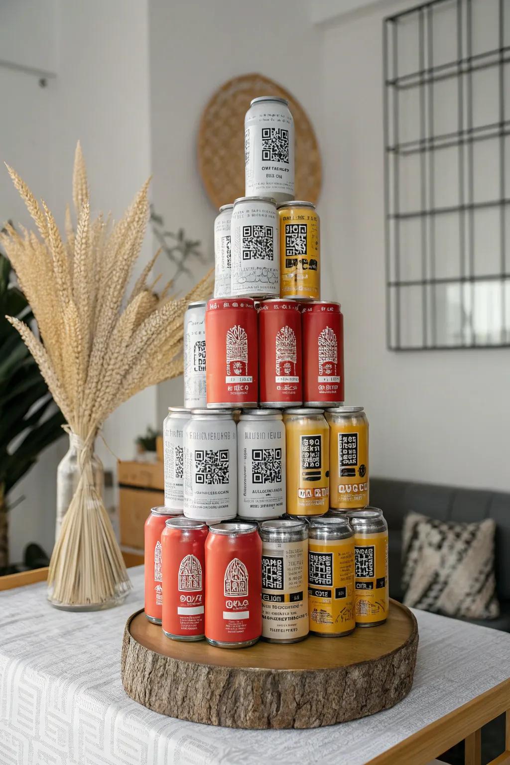 Craft a captivating experience with this interactive beer cake tower – a blend of Scandinavian simplicity and Boho charm!