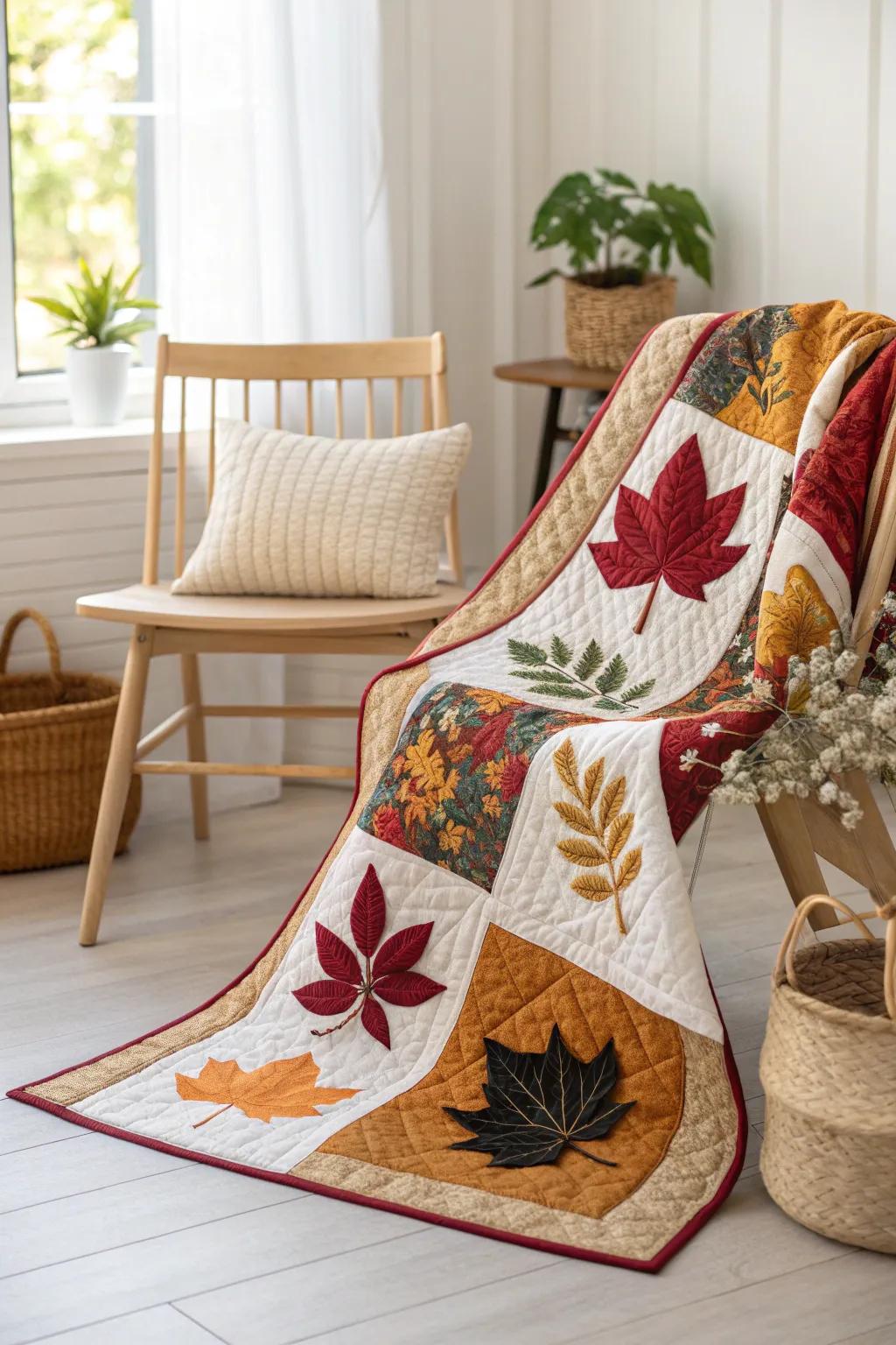 Celebrate every season with a quilt that brings nature's vibrant hues into your home. #QuiltArtistry #SeasonalDecor