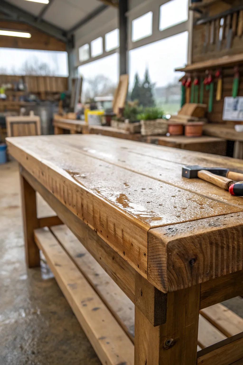 Master the art of durability with expert weather-proofing techniques for your farm shop workbench.