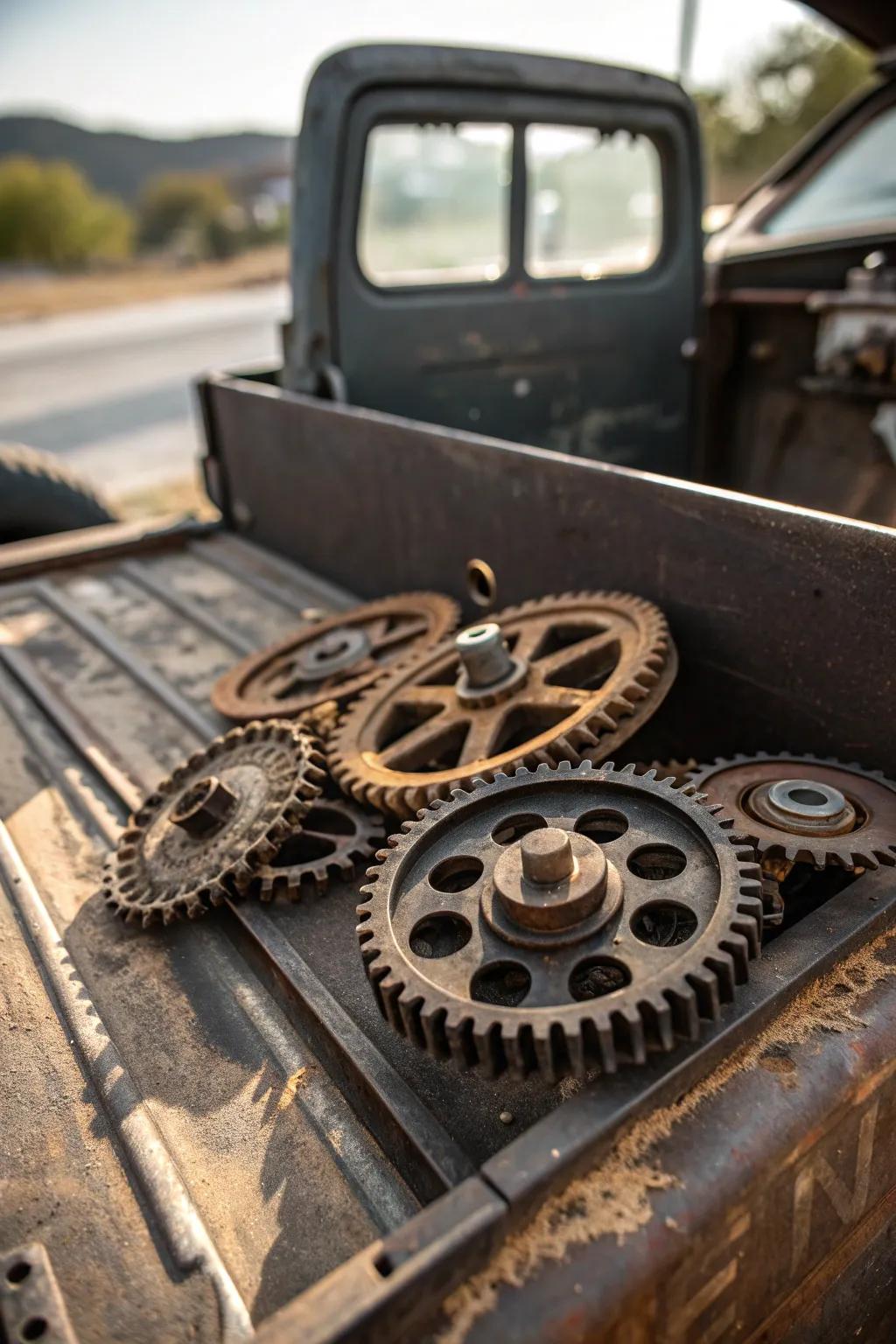Embrace the mechanical charm with vintage gears and cogs—perfect accents for a rat rod masterpiece.
