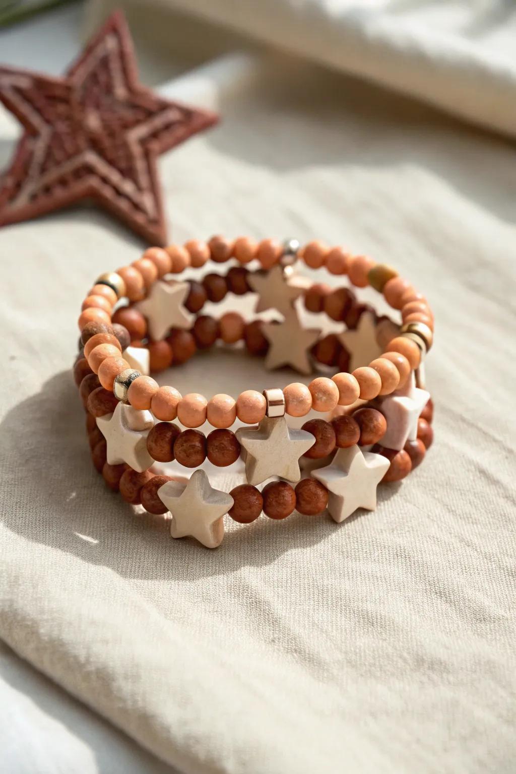 Embrace celestial elegance with star-studded clay bead bracelets. Perfect for stacking and celebrating in style!