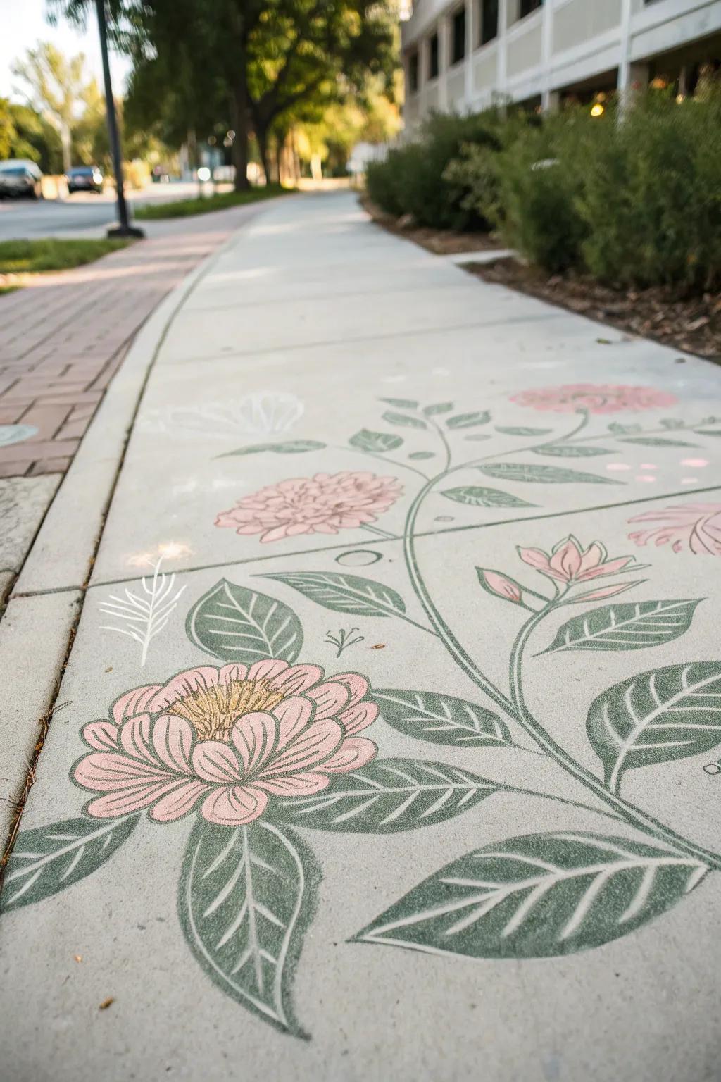 Unveil the magic of nature with delicate, boho-inspired floral chalk art.
