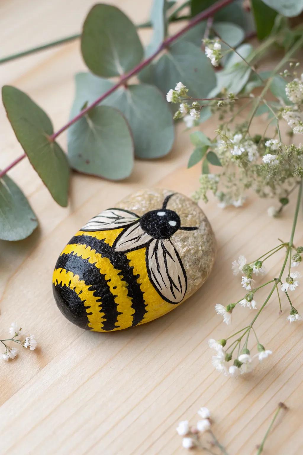 Buzz into style with this charming bumblebee rock!