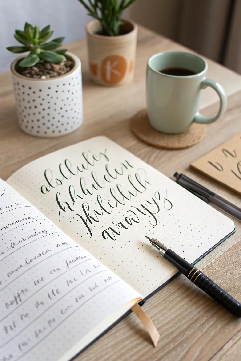 Achieve elegant faux calligraphy with ease—transform your bullet journal into a masterpiece of simplicity and style.