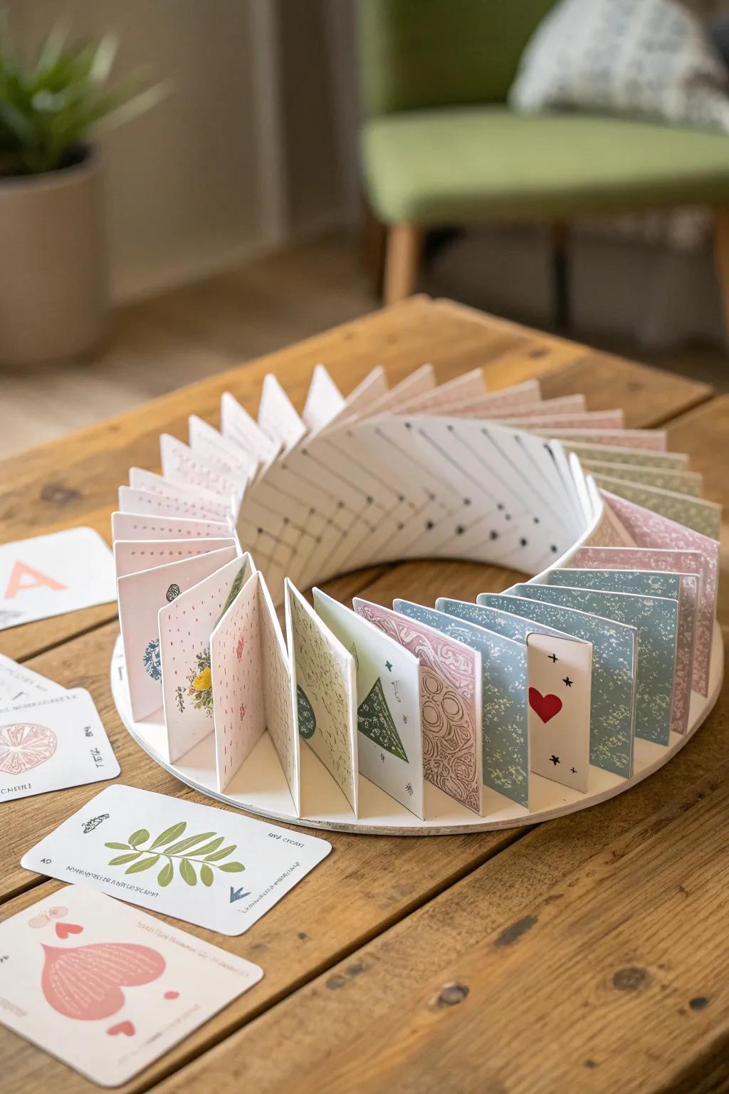 Embrace simplicity with this stunning circular card tower design.