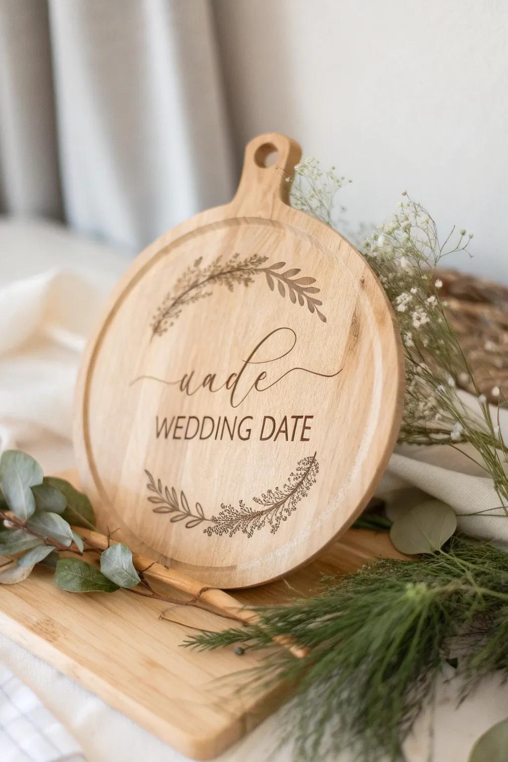 Celebrate love with a personalized charcuterie board—an elegant keepsake for newlyweds.