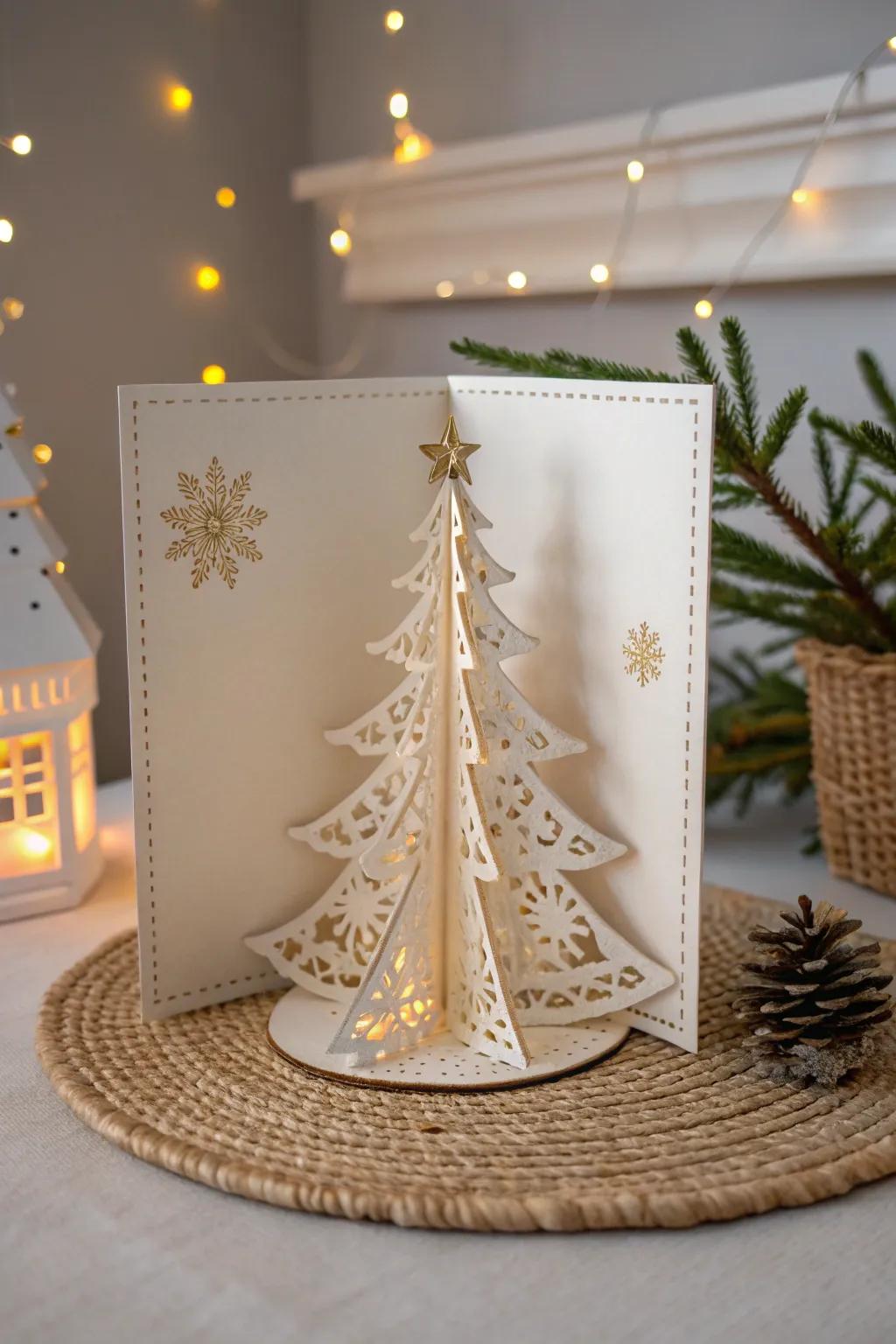 Capture the magic of the season with a handcrafted 3D pop-up Christmas card for mom.