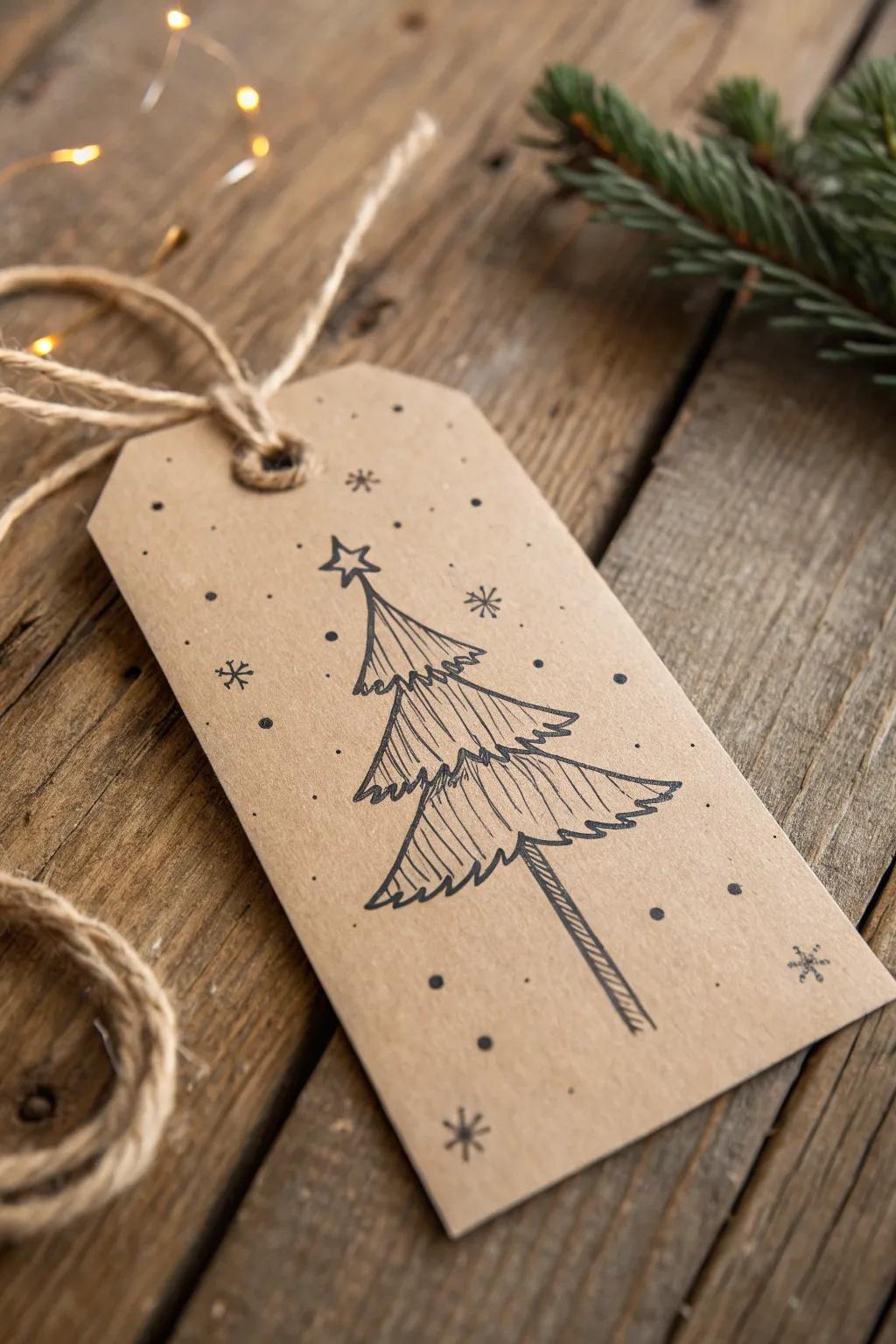 Add a personal touch to your gifts with hand-drawn Christmas tags that speak of love and simplicity.