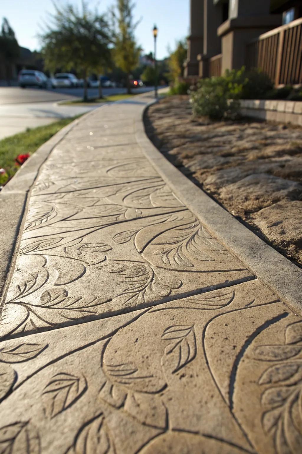 Elevate your curb appeal with textured concrete that speaks the language of nature.