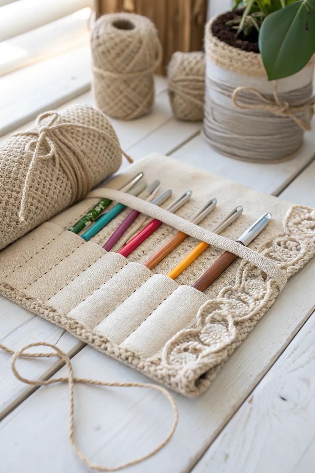 Add a touch of charm to your craft space with these DIY crochet hook holders. Simple, stylish, and perfectly organized!