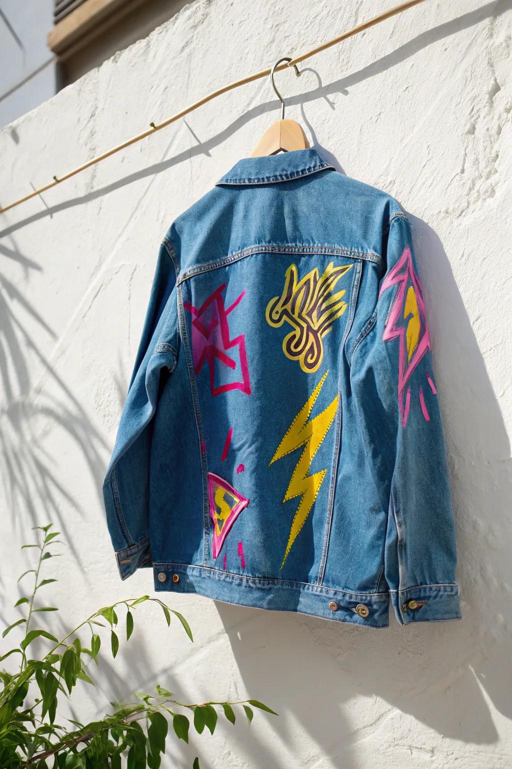 Transform your wardrobe with graffiti-inspired flair; let your jacket become a canvas of urban artistry.