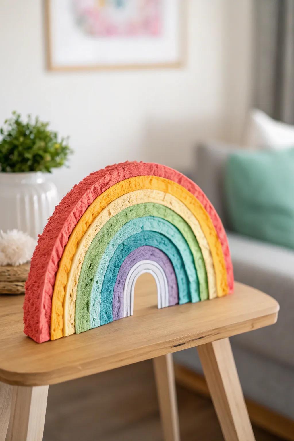 Craft a vibrant rainbow collage—where simplicity meets creativity in a colorful display!