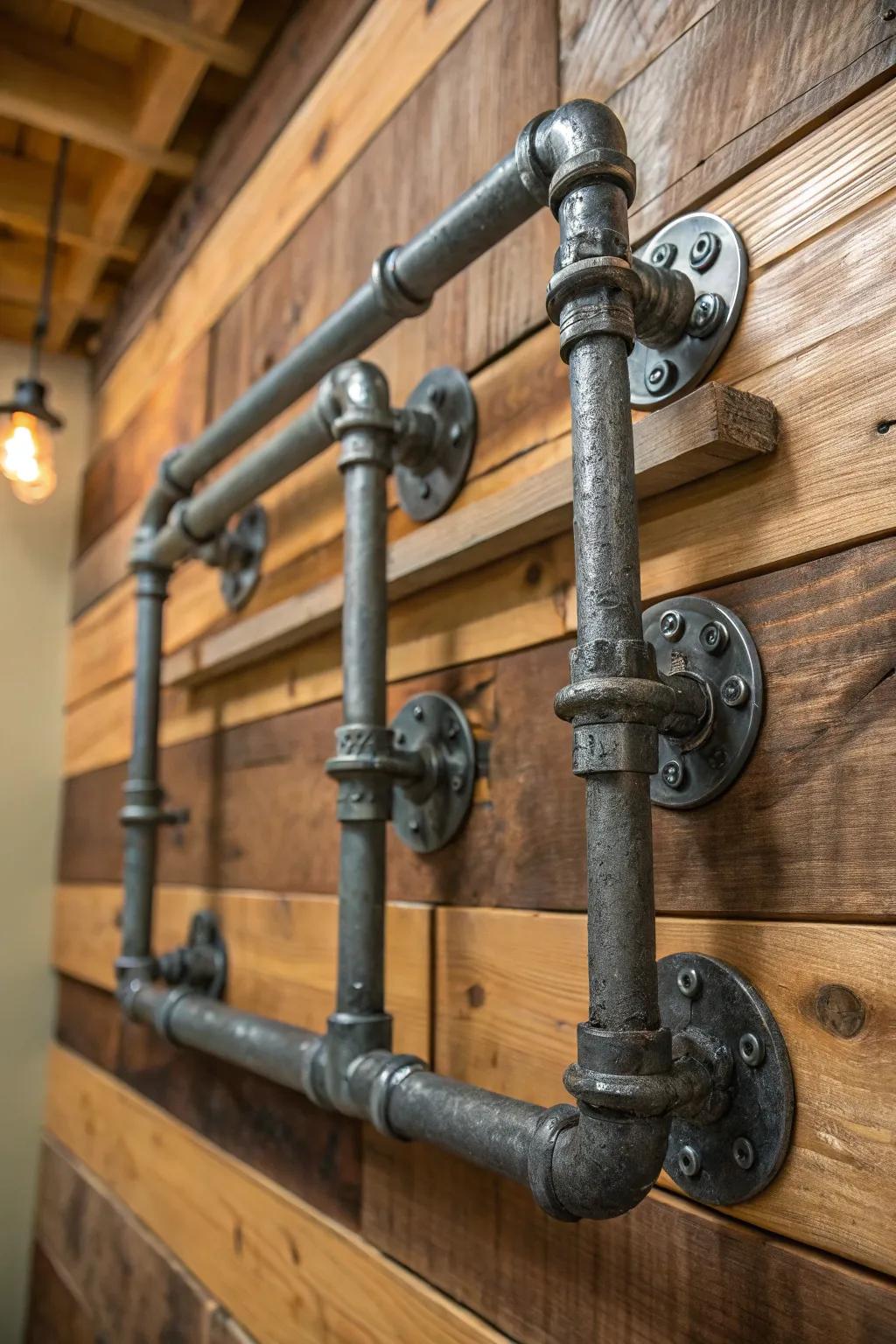 Elevate your space with rugged elegance: DIY industrial pipe brackets that meld form and function.