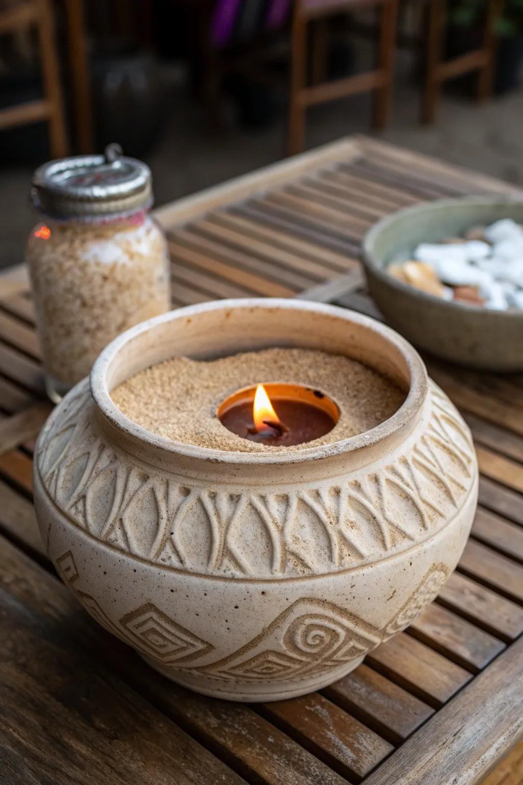 Warmth of Craftsmanship: A Ceramic Fire Pit for Cozy Evenings.