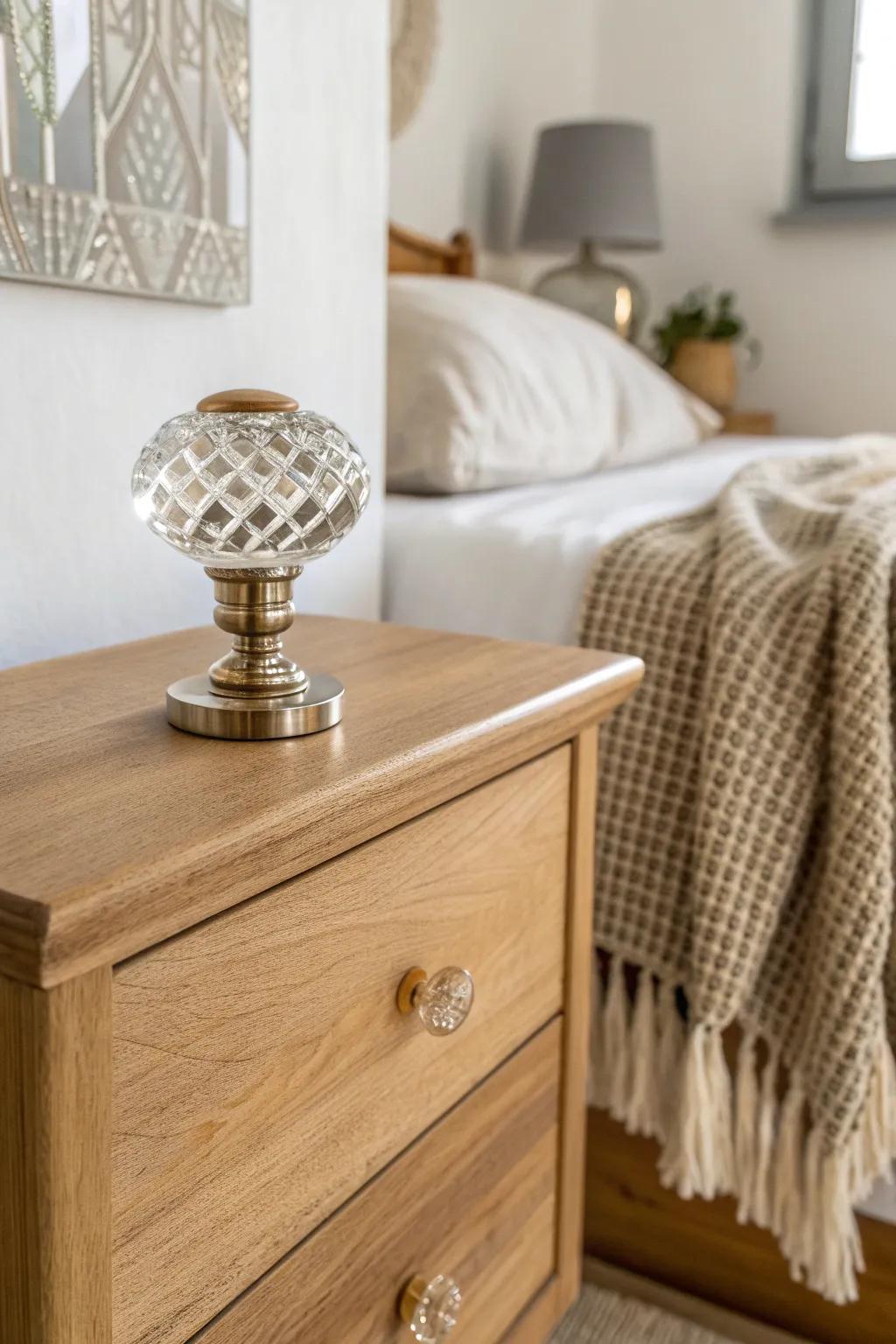 Add a touch of elegance with vintage glass knobs – the perfect blend of minimalist charm and Boho flair.
