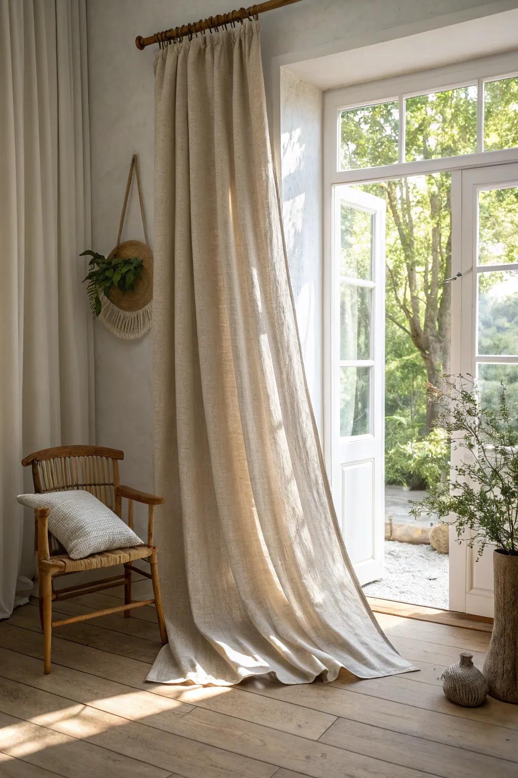 Transform your space with the rustic charm of drop cloth curtains, where simplicity meets natural beauty.