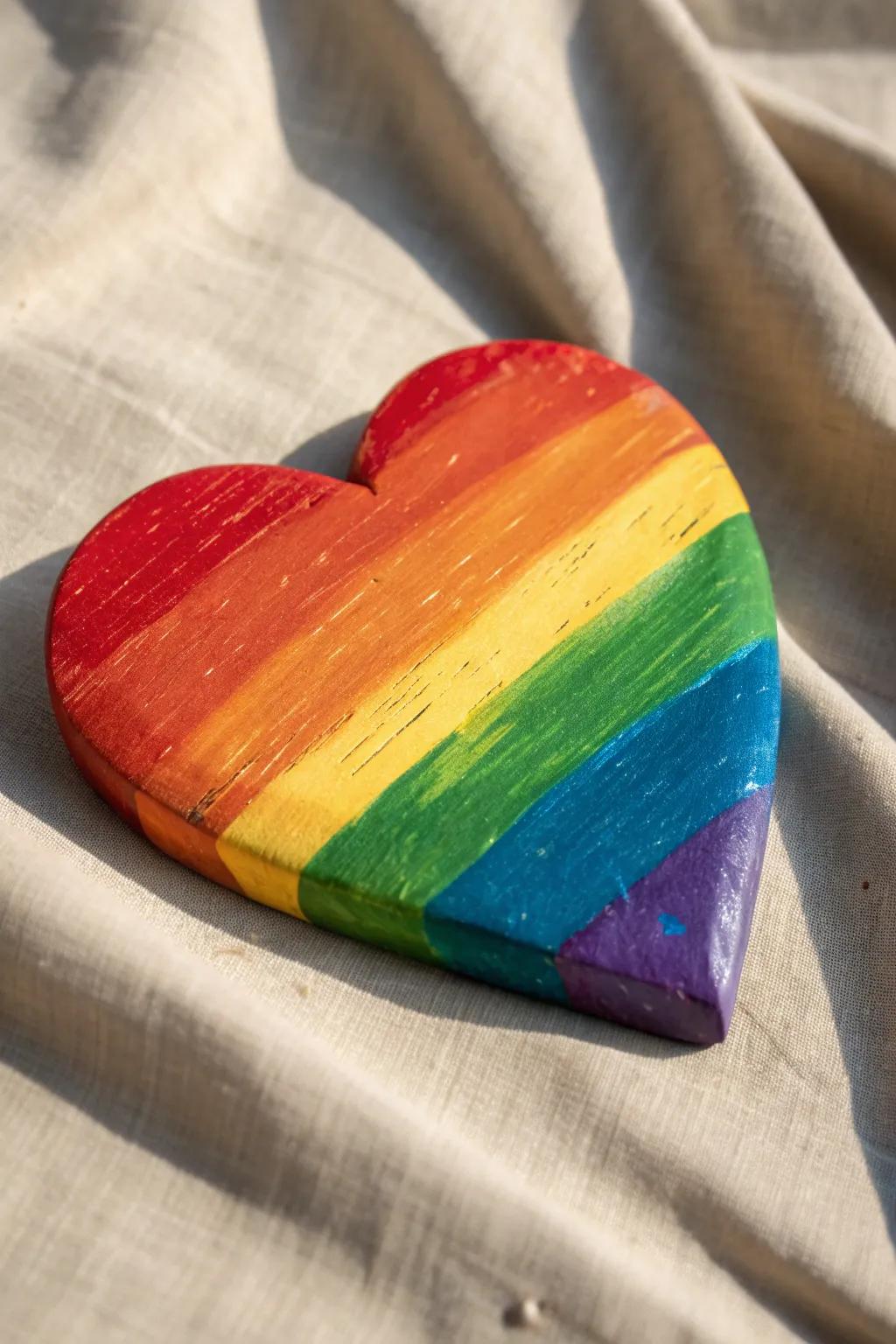 Bring a splash of color to your home with this charming rainbow heart, a perfect blend of simplicity and artistry.