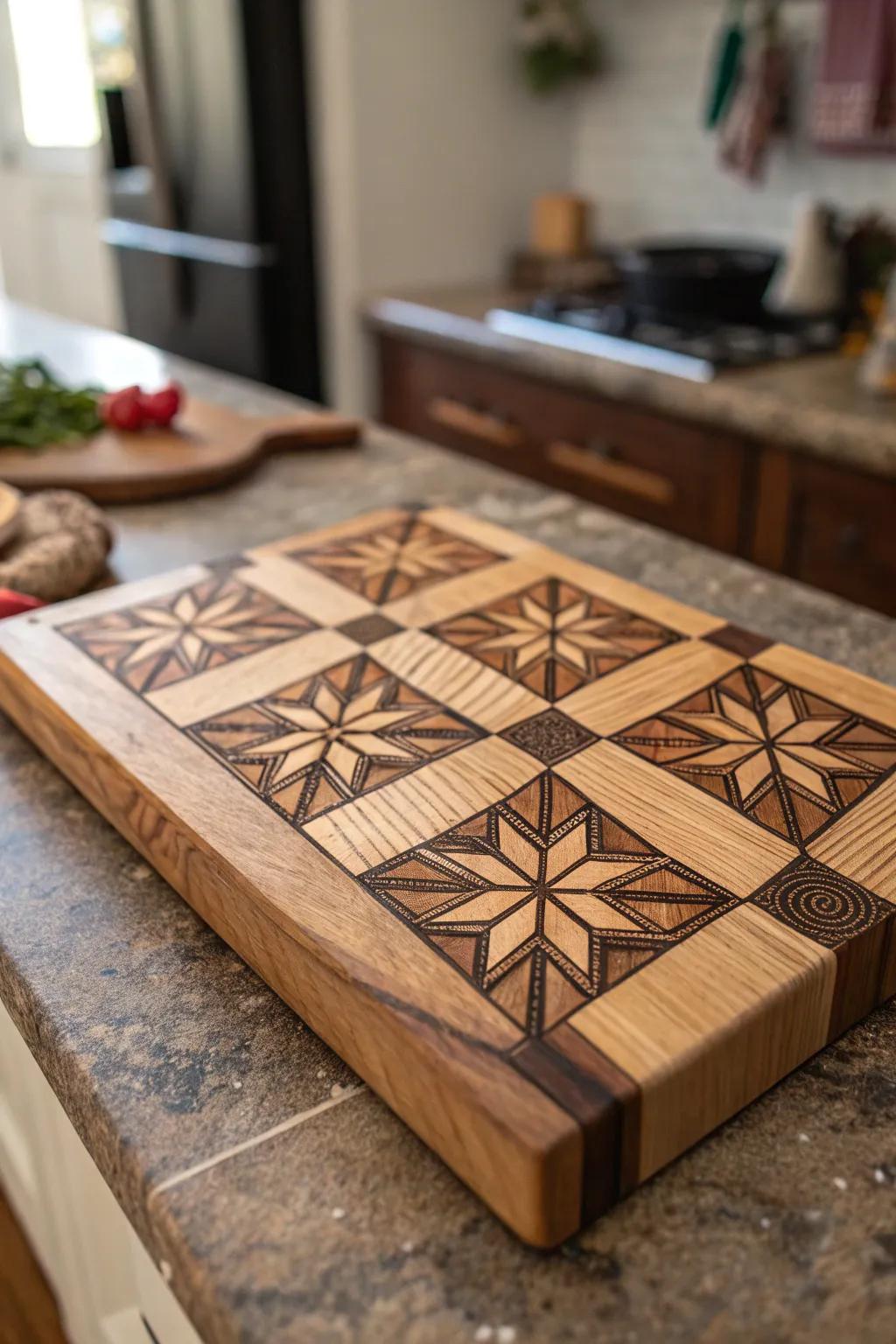 Elevate your kitchen with a personalized touch—geometric elegance in wood.