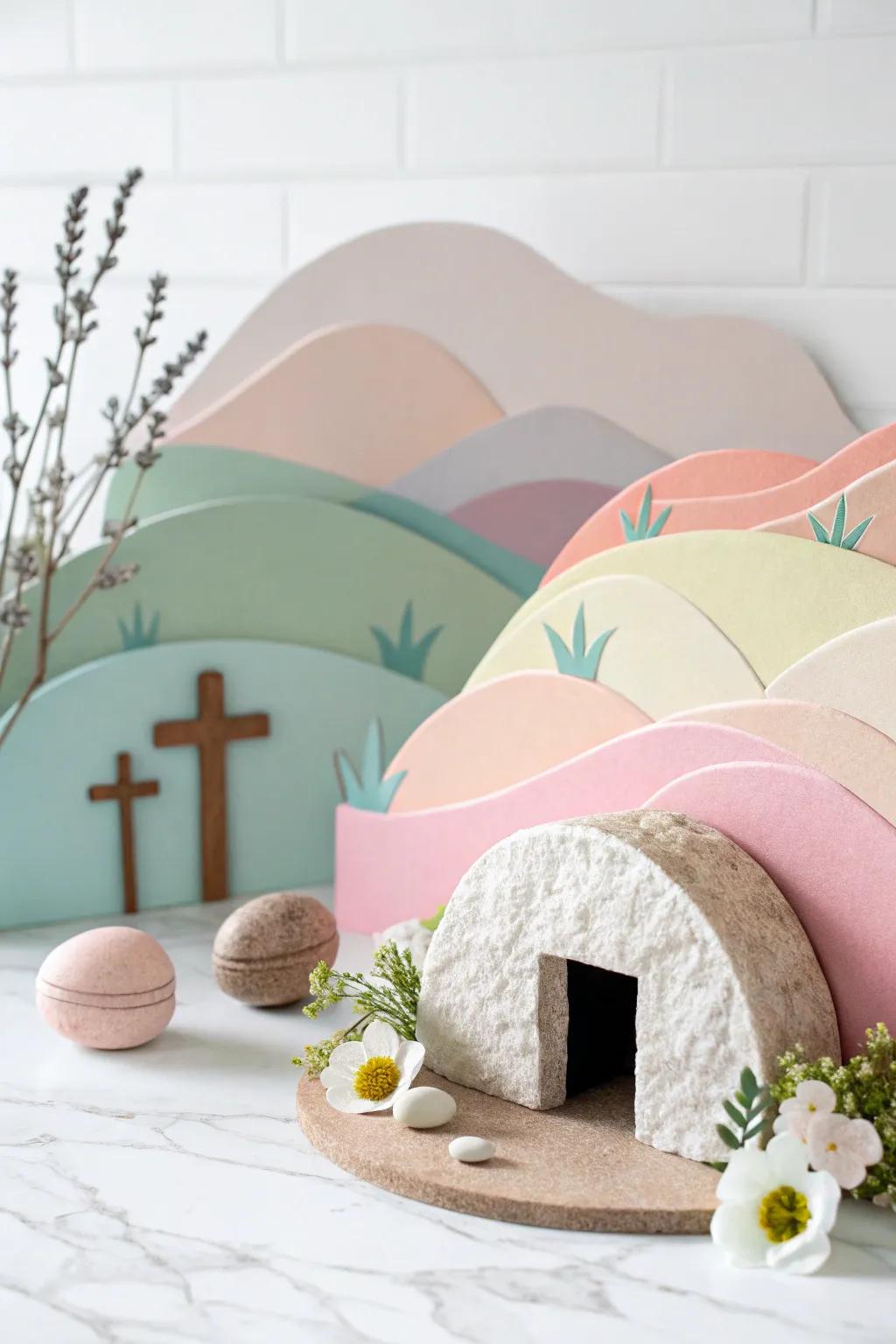 Celebrate simplicity and beauty with this exquisite paper-crafted resurrection scene, perfect for minimalist and Boho lovers.