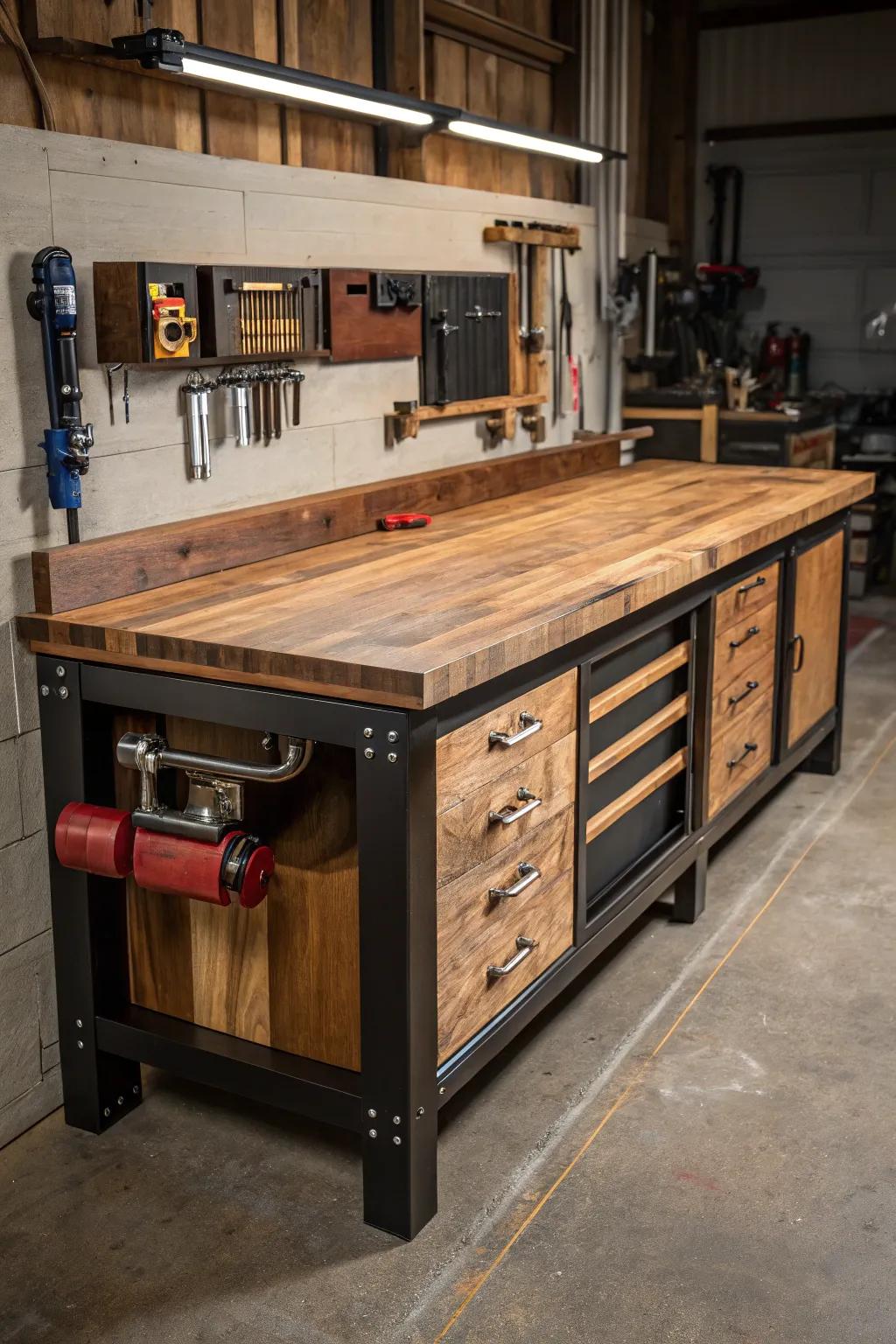 Discover the art of versatility with this beautifully crafted modular workbench, perfect for every craftsman's evolving needs.