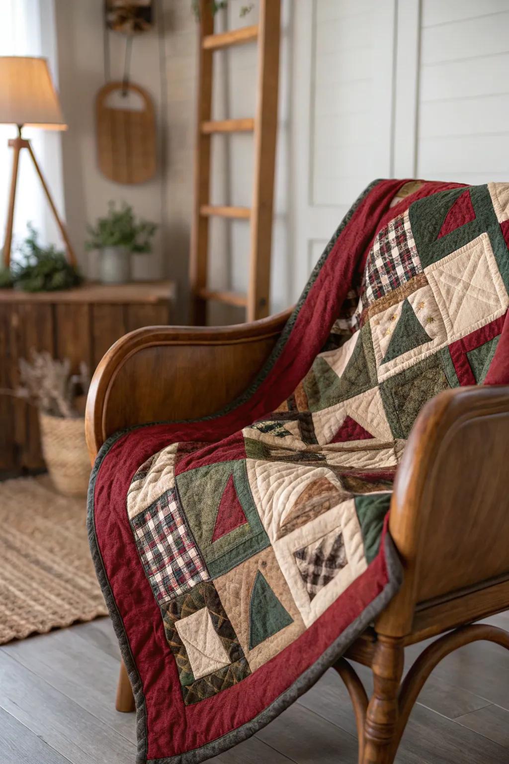 Embrace rustic elegance with a flannel log cabin quilt—your cozy retreat awaits.