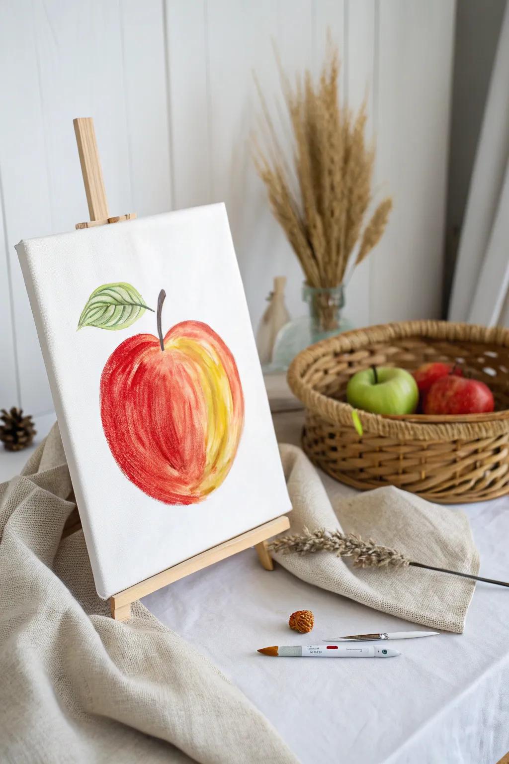 Transform the ordinary into extraordinary with bold strokes and vibrant colors. 🍎✨ #ArtisticApple #MinimalistBoho