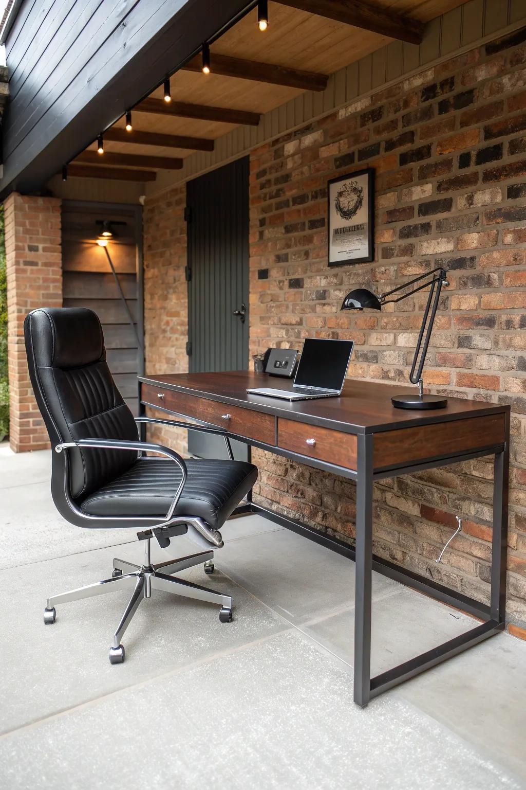 Transform your garage into a chic workspace with modern furniture that combines style and comfort.