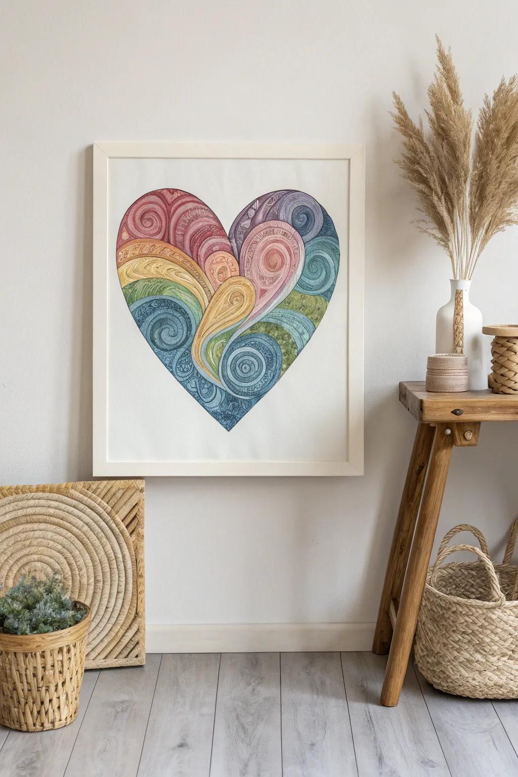 Add a splash of color and creativity to your space with a stunning abstract rainbow heart painting. 🌈❤️ #MinimalistDecor #BohoChic